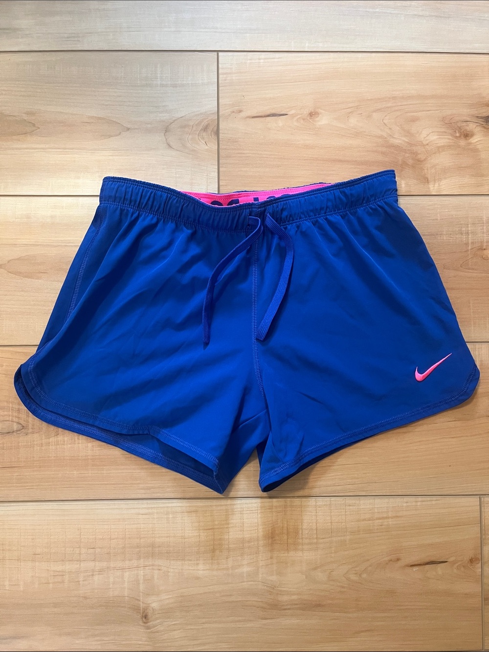 Nike Women’s Royal Blue Athletic Shorts with Pink Swoosh